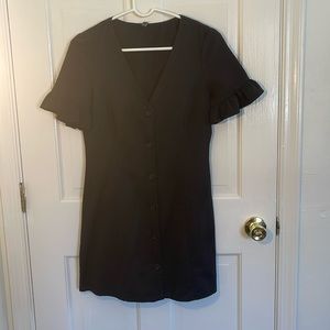 Black button-down mini dress